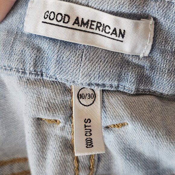 GOOD AMERICAN‎ Good Cuts High Rise Crop  Distressed Denim Jeans size 10 | 30 - Picture 7 of 8
